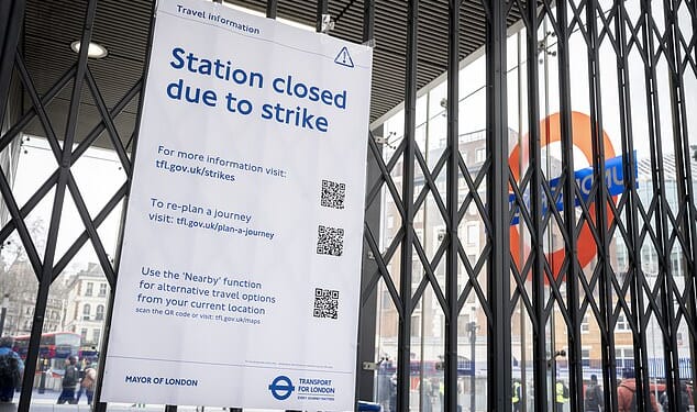 Victoria Underground Station closed during previous strikes. The Rail, Maritime and Transport union (RMT) confirmed today that its members will walk out from midday for 24 hours on Tuesday 21st and Thursday 23rd April