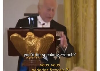 Macron left a tongue-in-cheek response to King Charles after he jokingly told Trump that without Britian, the US would speak French