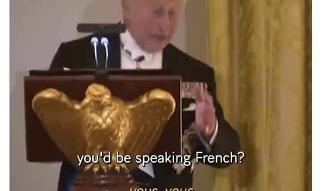 Macron left a tongue-in-cheek response to King Charles after he jokingly told Trump that without Britian, the US would speak French