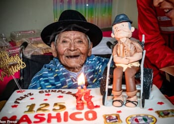 Marcelino Abad Tolentino (pictured), who was from a remote village in Peru, sadly passed away in his sleep at a care home on Monday, just five days before his 126th birthday