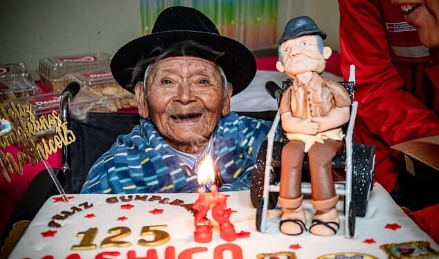 Marcelino Abad Tolentino (pictured), who was from a remote village in Peru, sadly passed away in his sleep at a care home on Monday, just five days before his 126th birthday