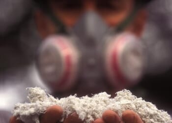 Asbestos (pictured) causes mesothelioma, a cancer which usually starts in the lining of the lungs, and the UK prohibits the sale of products containing it in any quantity