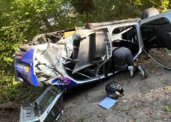 Jos Verstappen was involved in a car crash after hitting a tree at Rallye de Wallonie in Belgium