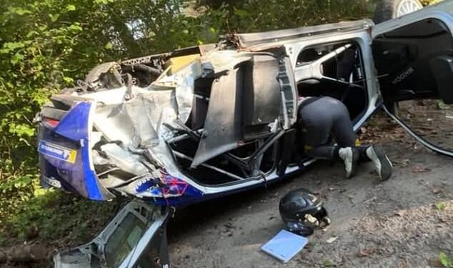 Jos Verstappen was involved in a car crash after hitting a tree at Rallye de Wallonie in Belgium