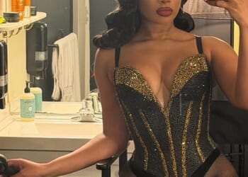 Megan Thee Stallion announced she quit her historic role as the first-ever female Zidler in Moulin Rouge! The Musical just one month into making her Broadway debut (pictured April 4)