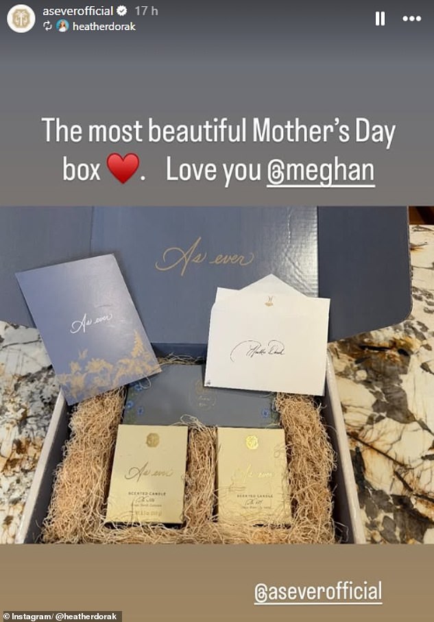 Meghan's close friend and Pilates instructor, Heather Dorak, took to Instagram to share a picture of the goods