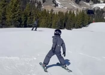 Meghan Markle beamed with pride as she shared a short video of 'quick learner' Archie making his way down the slopes today