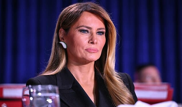 US First Lady Melania Trump attends the White House Correspondents' dinner at the Washington Hilton in Washington, DC, on April 25, 2026. President Trump is attending the annual gala of the political press for the first time while in office