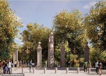 Concept drawing of a statue of the late Queen Elizabeth II which is set to be built in Marlborough Gate in St James's Park