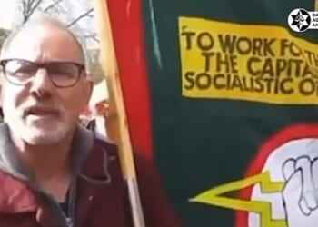 A London Underground driver pictured at a protest saying Jews are unsafe on the Bakerloo Line while he is driving. He has since been suspended
