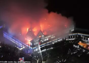 Smoke and flames could be seen above the Pink Punters nightclub in Milton Keynes in the early hours of Sunday morning