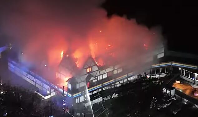 Smoke and flames could be seen above the Pink Punters nightclub in Milton Keynes in the early hours of Sunday morning