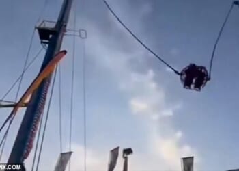 Screen grab shows a catapult bungee being launched into the air