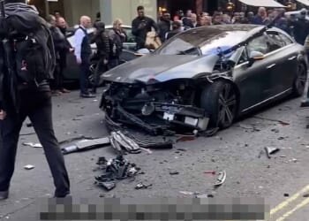 A 31-year-old man was arrested after allegedly crashing a stolen car into a pedicab in busy Bow Street, Covent Garden, yesterday at 4.14pm