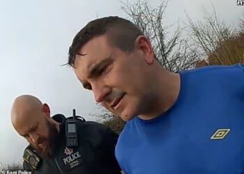 Body-worn footage shows the moment Simon Ince was arrested after he was caught naked in a park near a children's play area