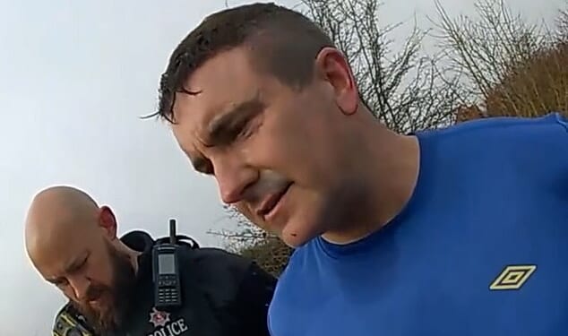 Body-worn footage shows the moment Simon Ince was arrested after he was caught naked in a park near a children's play area