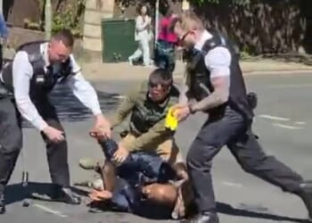 The alleged attacker tried to stab other Jewish residents and police officers before he was Tasered and arrested by police