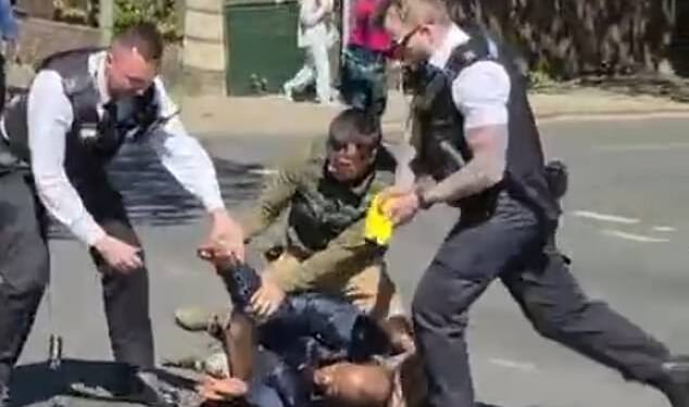 The alleged attacker tried to stab other Jewish residents and police officers before he was Tasered and arrested by police