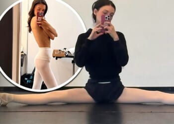 Nicola Peltz poses in black gym shorts as she does the splits in latest post - after sparking concern with drastic weight loss from ballerina training
