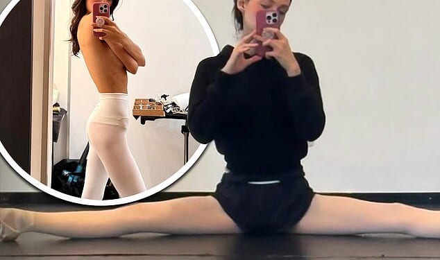 Nicola Peltz poses in black gym shorts as she does the splits in latest post - after sparking concern with drastic weight loss from ballerina training