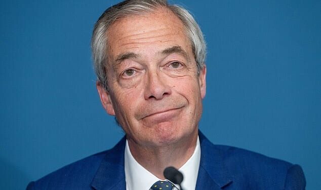 Leader of Reform Nigel Farage is facing questions over his plan for a million migrants to leave Britain voluntarily if each is offered £1,000 Pictured: Farage spoke during the press conference in Westminster on Monday