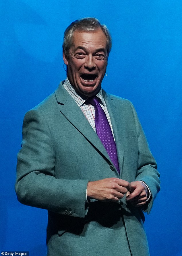 Reform UK’s once-unstoppable climb appears to have hit a temporary plateau. Pictured: Party leader Nigel Farage attends a rally on November 24, 2025 in Llandudno, Wales