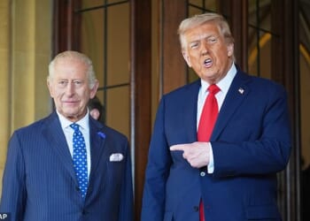 King Charles with US President Donald Trump at Windsor Castle last year