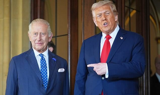 King Charles with US President Donald Trump at Windsor Castle last year