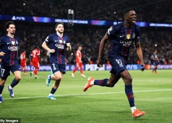 Ousmane Dembele scored twice as PSG beat Bayern Munich in a nine-goal thriller in Paris