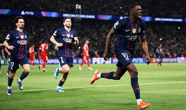 Ousmane Dembele scored twice as PSG beat Bayern Munich in a nine-goal thriller in Paris