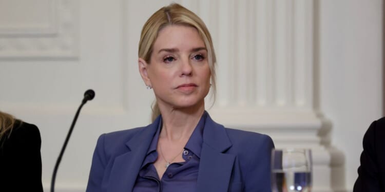 U.S. Attorney General Pam Bondi listens at a lunch in the East Room of the White House in Washington, DC on March 16, 2026.