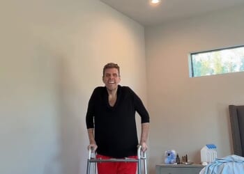 Perez Hilton, 48, shared a positive health update on Tuesday, weeks after nearly dying in hospital from sepsis and having surgery for a dangerous blood clot in his leg