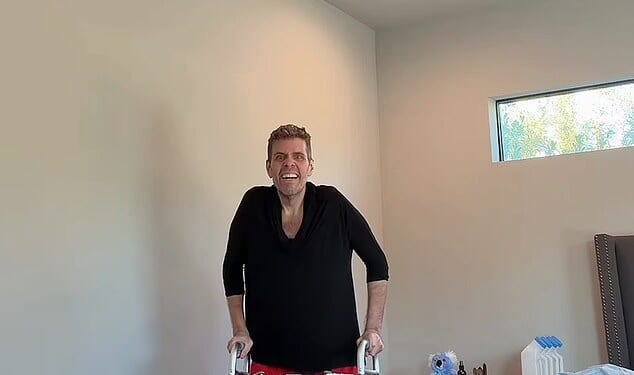 Perez Hilton, 48, shared a positive health update on Tuesday, weeks after nearly dying in hospital from sepsis and having surgery for a dangerous blood clot in his leg
