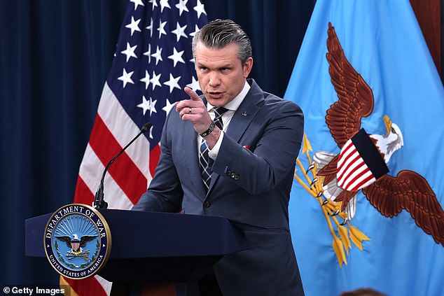Defense Secretary Pete Hegseth provides updates on the continued military operations on Iran 2during a press briefing on the Iran war at the Pentagon on March 19