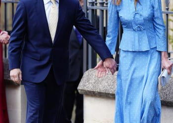 Peter Phillips and Harriet Sperling showcased their royal blended family as they attended the Easter Sunday service in Windsor today