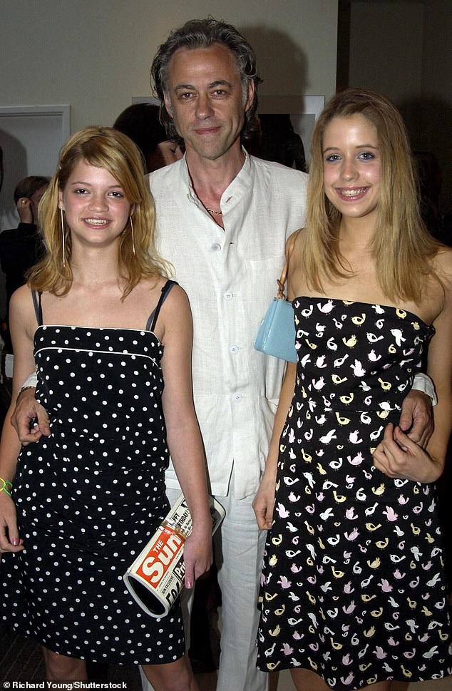 Sir Bob Geldof's daughter Peaches tragically died aged 25 in 2014 from a heroin overdose - the same fate that claimed her mother Paula in 2000(Peaches pictured with Pixie and Bob in 2003)
