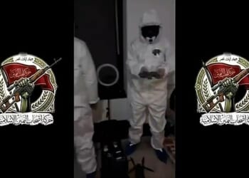 Harakat Ashab al-Yamin al-Islamia has claimed it aimed two drones carrying 'radioactive and dangerous carcinogenic material' towards the nearby Israeli embassy, releasing a video showing two people in hazmat-style suits