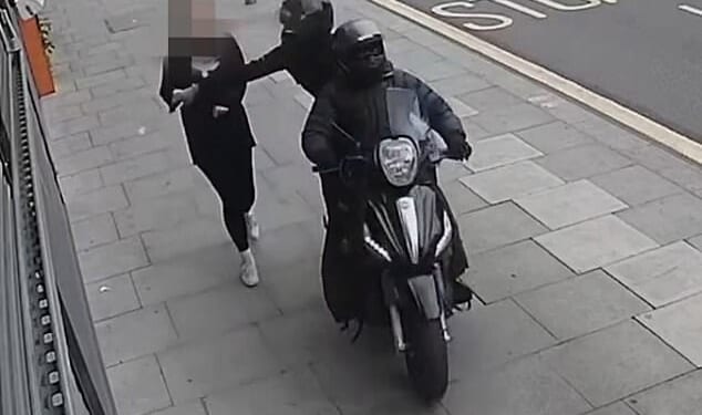 An example of phone snatching in London where moped riders steal them from people's hands