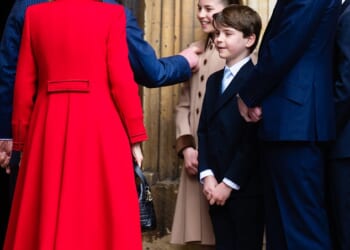 King Charles, accompanied by Queen Camilla, sweetly patted a beaming Princess Charlotte on the shoulder as he made his way into church for the Royals' traditional Easter Sunday service