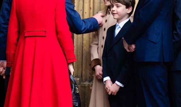 King Charles, accompanied by Queen Camilla, sweetly patted a beaming Princess Charlotte on the shoulder as he made his way into church for the Royals' traditional Easter Sunday service