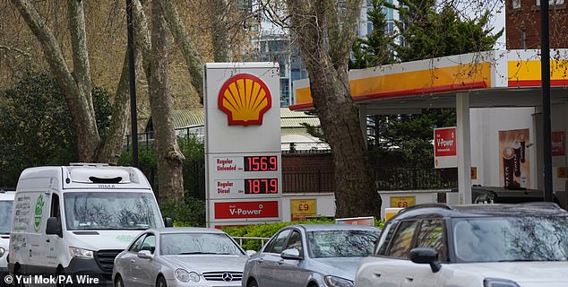 This shows the prices charged at a Shell garage in Pimlico, central London, on Wednesday