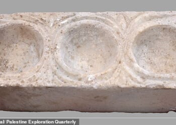 The team uncovered a unique marble item featuring three hemispheric cavities which they believe used to hold three different oils