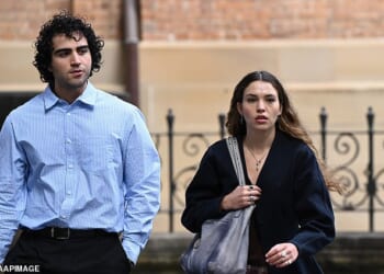 Charlotte MacInnes (right) during a break at the Federal Court of Australia, in Sydney, Thursday, April 23, 2026. (AAP Image/Bianca De Marchi) NO ARCHIVING
