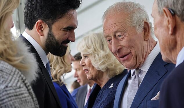 Zohran Mamdani, the socialist mayor of New York, was pictured sharing a laugh with King Charles when they met on Wednesday