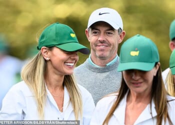Rory McIlroy was joined by his wife Erica Stoll during the Par 3 contest at the Masters
