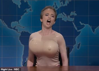 Saturday Night Live has poked fun at Kristi Noem's husband after the Daily Mail exclusively revealed his secret life as a cross-dresser who dons gigantic fake breasts