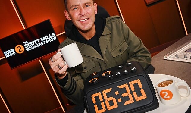 Radio 2 Breakfast Show host Scott Mills, pictured last January on his first Radio 2 breakfast show, was hauled off air last Tuesday and his contract has now been terminated over his 'personal conduct'. Police have confirmed the complainant was under the age of 16