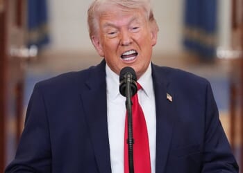 Mandatory Credit: Photo by Pool/ABACA/Shutterstock (16812901ag) President Donald Trump speaks about the Iran war from the Cross Hall of the White House on Wednesday, April 1, 2026, in Washington. President Trump Speak About The Iran War - DC, Washington, United States - 01 Apr 2026