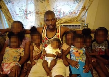 The gunman accused of shooting eight young children dead in Louisiana on Sunday morning has been identified as Shamar Elkins (pictured center, surrounded by children). Police have yet to confirm the identities of the children killed