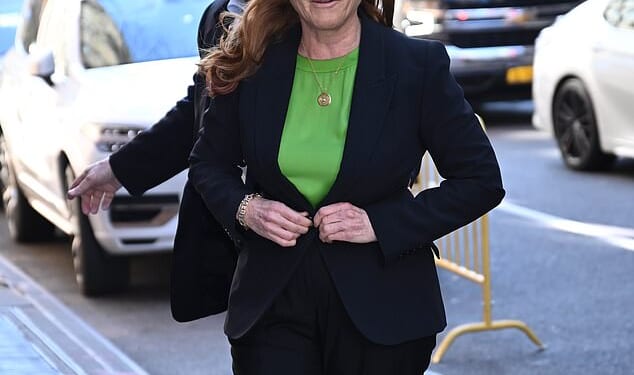 Ex-duchess Sarah Ferguson (pictured) 'will never' go back to the US amid fears she will face scrutiny from Jeffrey Epstein's victims and be forced to testify about him, an insider has revealed